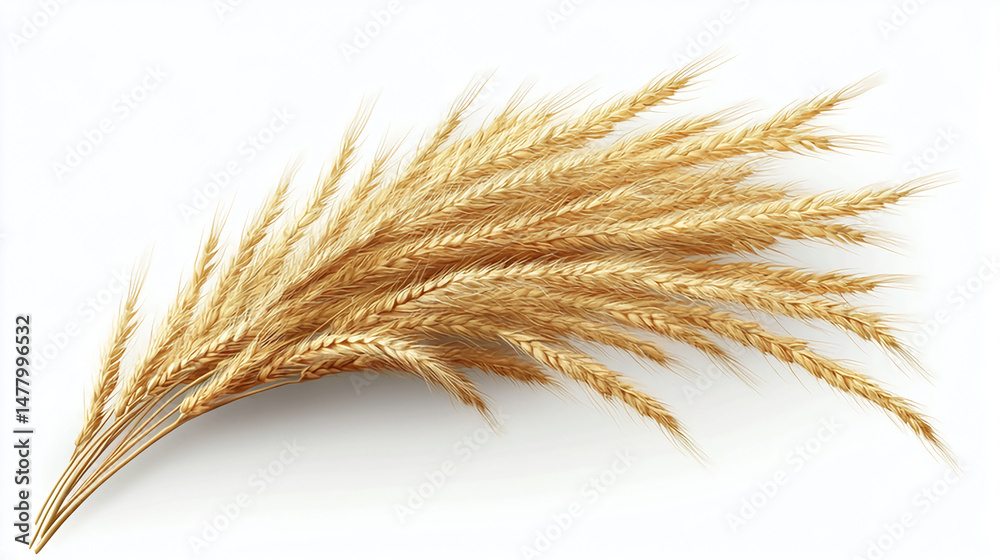 Isolated golden wheat stalks bunch on white background agriculture and cereal crop harvest grain field Isolated golden wheat stalks bunch on white background agriculture and cereal crop harvest grain field