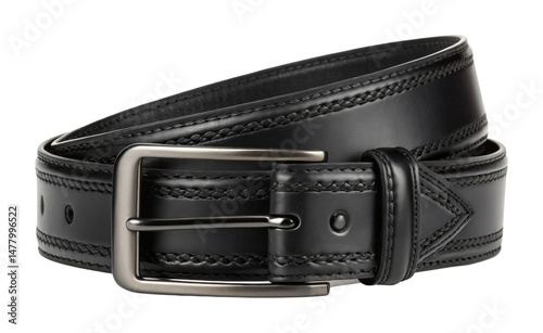 PNG Classic leather belt with metal buckle high-quality men’s fashion accessory