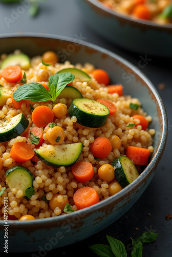 Bol de couscous aux légumes, plat vegan 