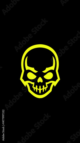 Yellow Skull Icon on Black Background Symbolizing Mystery and Danger

