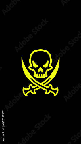 Yellow Skull Icon on Black Background Symbolizing Mystery and Danger

