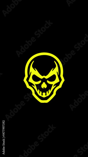 Yellow Skull Icon on Black Background Symbolizing Mystery and Danger

