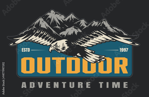Outdoor adventure design featuring soaring eagle