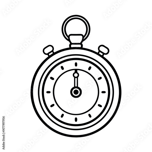 Classic Pocket Watch Sketch Line Art Vector