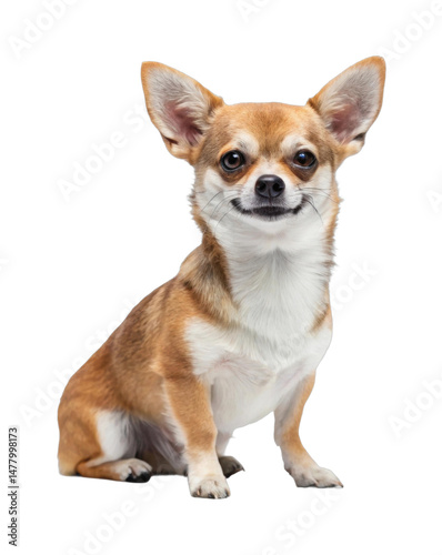 PNG Adorable brown and white chihuahua with upright ears