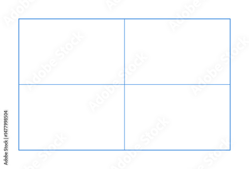4マスに分割した長方形のグリッド素材 - 2×2 のフレームのシンプルな表組みや図のテンプレート