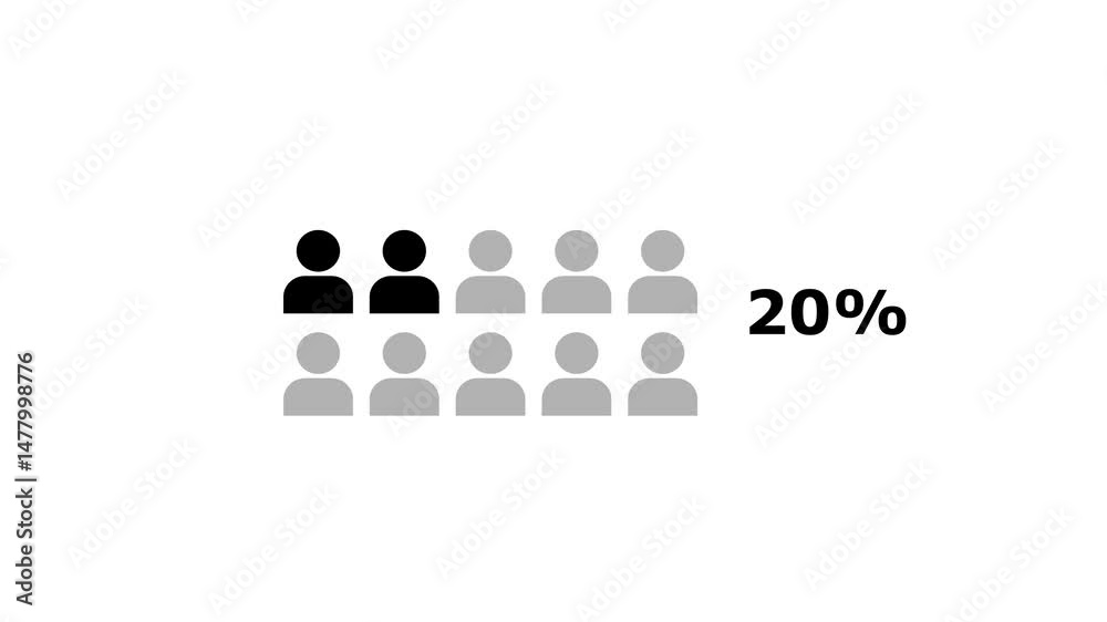 people parentage icon. Percentage of population animation .100% to 0 percent people population demography, diagram icon animation .
