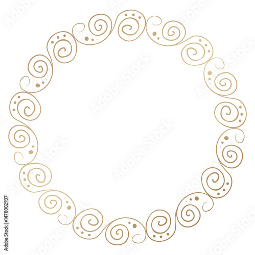 ornate round gold guard frame with floral elements, isolated on a transparent background
