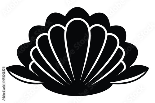 Elegant Black Seashell Illustration NatureInspired Vector Graphic for Design Projects and Decorations