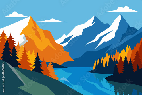 winter landscape with mountains