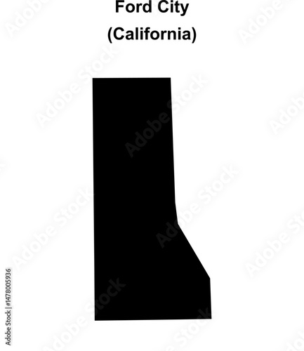 Ford City (California) blank outline map