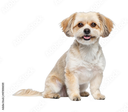 PNG Adorable small dog with fluffy ears and happy expression