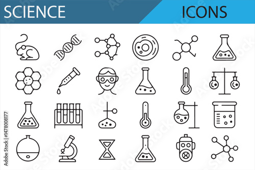 Science laboratory icons for educational resources and websites