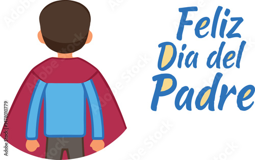Feliz dia del padre superhero son illustration on yellow background