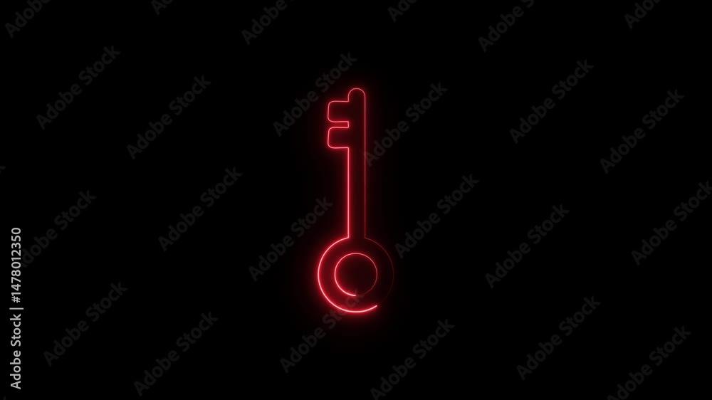 Glowing neon line Key icon isolated on black background. Animated Neon key in trendy stylish colors Futuristic technology key glowing animation .video icon aqua color