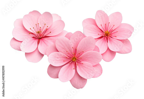 PNG Three pink cherry blossoms in full bloom