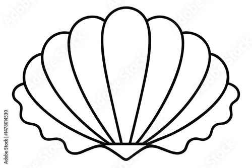 Elegant Scallop Seashell Line Art Illustration for Coloring Pages and Design Elements