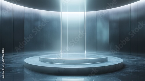 Minimal concrete podium with dramatic sunlight and shadows for product mockup, branding scene, or modern background design