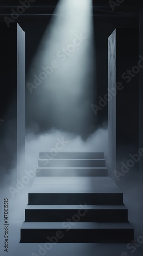 Minimal concrete podium with dramatic sunlight and shadows for product mockup, branding scene, or modern background design