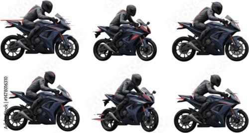 set of Motorbike racing, isolated low polygonal vector illustration with distortion effect. Motorcycle rider on road motorbike, motorcycle clipart
