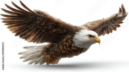 Soaring Eagle in Flight with Detailed Feathers and Sharp Talons Perfect for Wildlife Nature photo