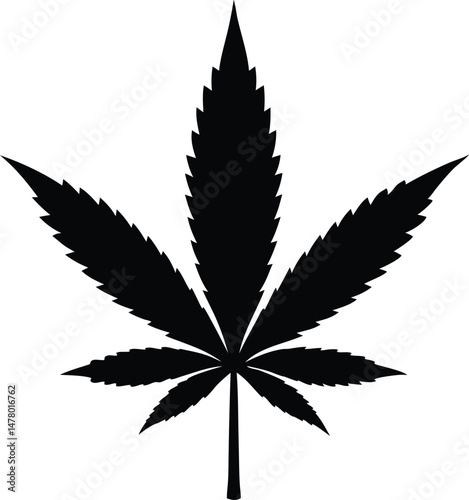 Cannabis or marijuana hemp leaf silhouette vector 