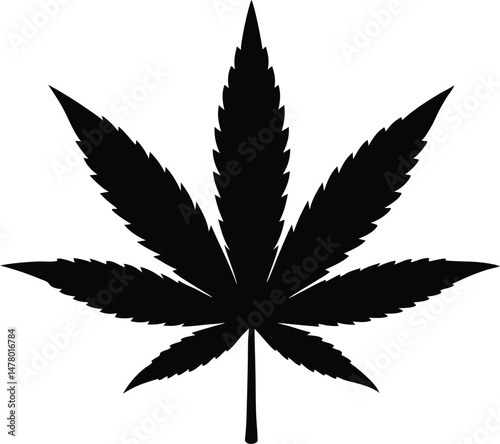 Cannabis or marijuana hemp leaf silhouette vector 