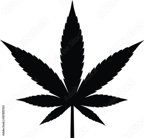 Cannabis or marijuana hemp leaf silhouette vector 