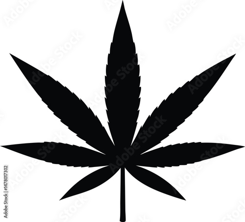 Cannabis or marijuana hemp leaf silhouette vector 