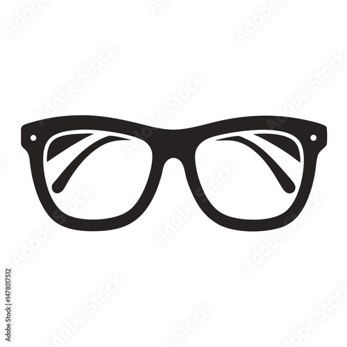 Black rimmed glasses with round lenses and distinct arms detail design vector