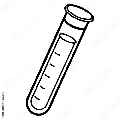 Test tube outline illustration, vector style, representing science, laboratory, and experimentation