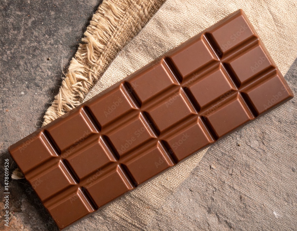 Obraz premium Natural milk chocolate on a spoon, promotional photo, chocolate photo for editing, perfect milk chocolate.