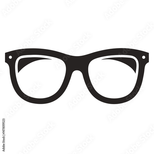 Bold Black Eyeglasses Frame Vector Graphic for Vision Correction and Style Elements