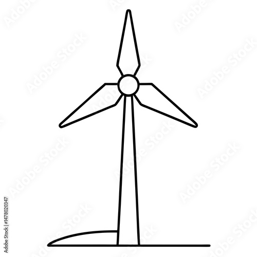 Wind turbine outline illustration, vector style, representing renewable energy and sustainability