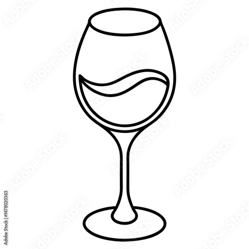 Elegant wine glass outline illustration, vector style, ideal for wine and beverage branding