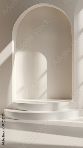 Minimalistic beige stone podium for product presentation