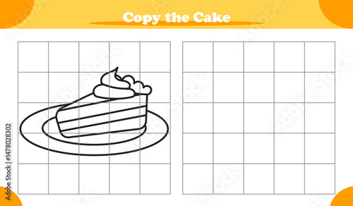 Copy the picture activity game for kids featuring slice of cake