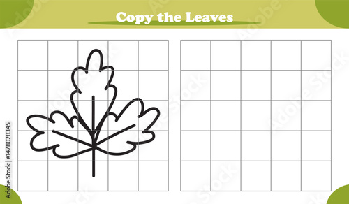 Copy the picture activity game for kids featuring autumn leaves