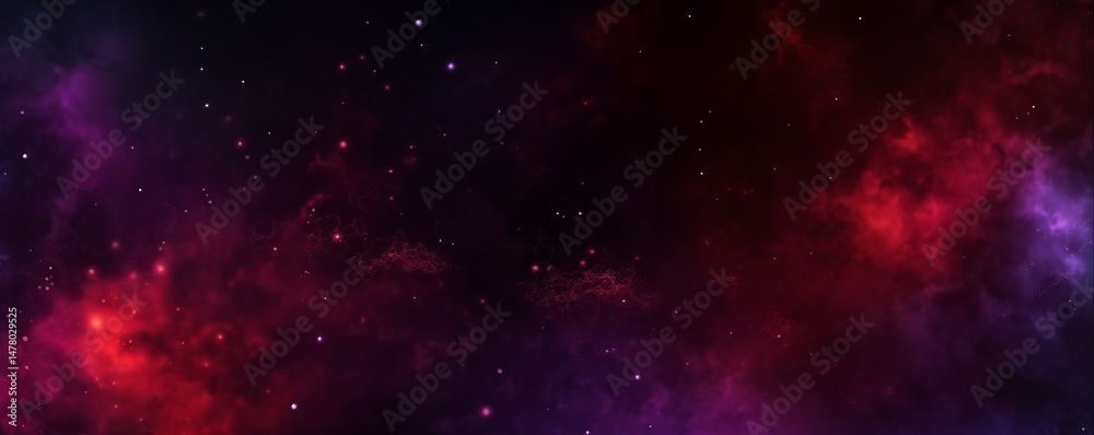 Fototapeta premium Cosmic magenta nebula with starry deep space elements abstract background, Perfect for astronomy themes and science fiction concepts