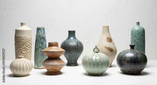 Wallpaper Mural 静謐な光彩 陶器 花瓶 コレクション 繊細な模様 優雅なフォルム. AI Generated Torontodigital.ca