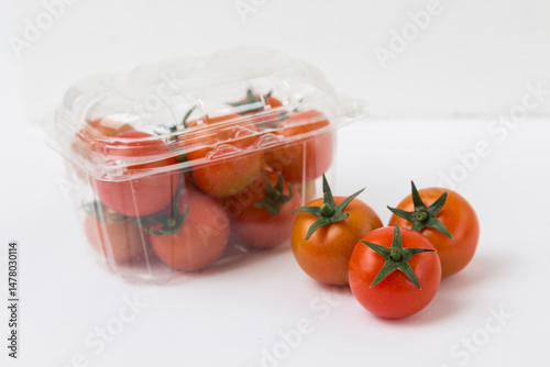 Red Cherry Tomatoes on White Background