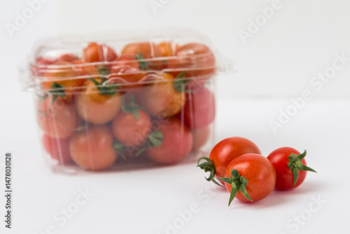 Red Cherry Tomatoes on White Background