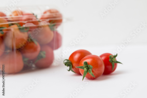 Red Cherry Tomatoes on White Background