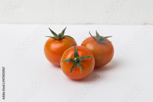 Red Cherry Tomatoes on White Background