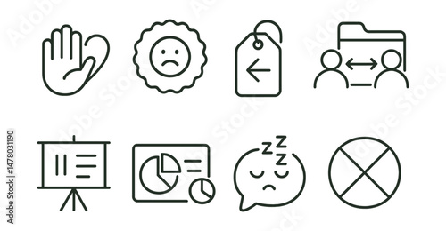 Line style icons of permission and boundaries: say no with care icon, “not today” badge, step back tag, create distance file, pause from overload board, don’t explain everything chart, guilt-free