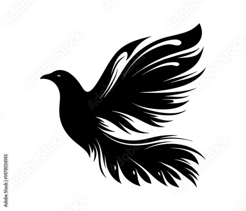 Phoenix Silhouette Design. Firebird in mythology.