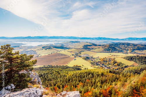 Obraz na płótnie Liptov region Hiking in Tatras mountains to autumn cerenova rock view near Liptovsky Mikulas , slovakia. w salonie