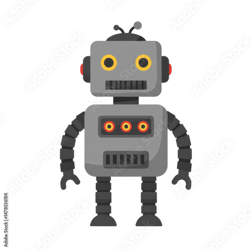 illustration children's toy of a cute robot isolated on transparent backgorund, AI Robot PNG, Artificial person, robot technology flat icon 
