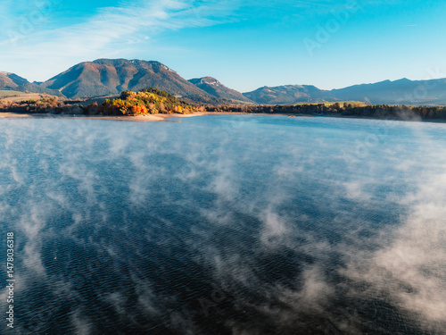 Obraz na płótnie Liptov region with Tatras mountains around. Liptovska mara dam landspace. w salonie