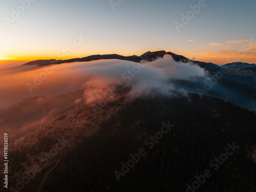 Obraz na płótnie Sunset over Liptov region in Low Tatras mountains. Lajstoch near certovica pass landspace, slovakia. w salonie